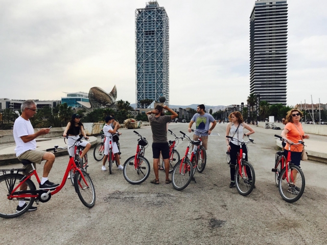 En el puerto en bicicleta